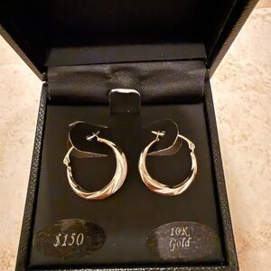 Elegant white Gold Hoop Earrings - New